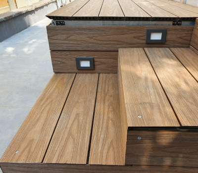 Costruzione su misura di copertura piscina decking da esterno